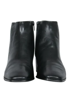 Coclico - Black Pebbled Leather Block Heel “Frida” Ankle Booties Sz 6.5