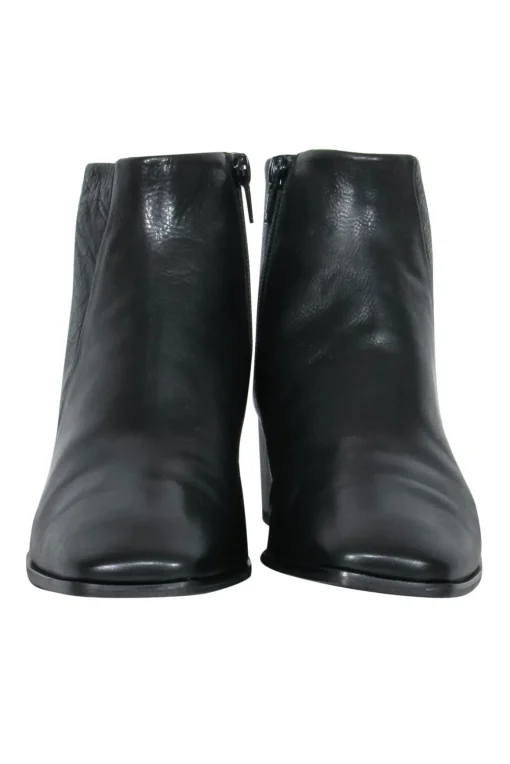 Coclico - Black Pebbled Leather Block Heel “Frida” Ankle Booties Sz 6.5
