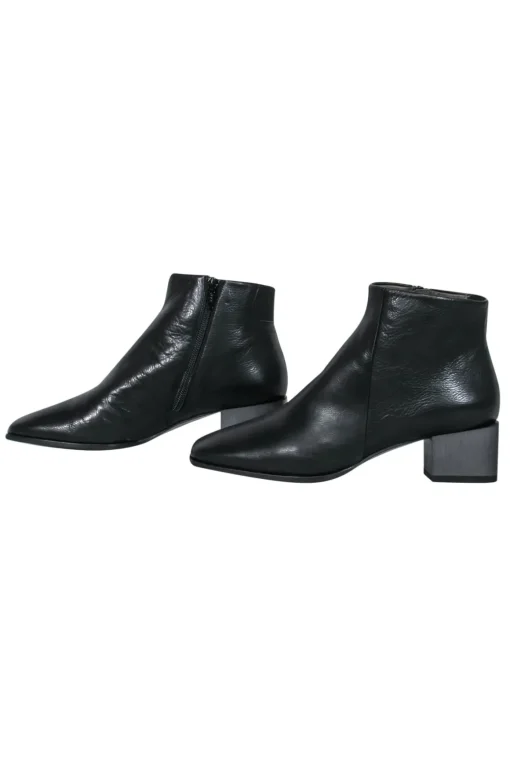 Coclico - Black Pebbled Leather Block Heel “Frida” Ankle Booties Sz 6.5