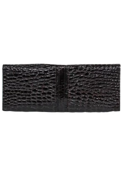 Cole Haan - Brown Patent Leather Crocodile Embossed Clutch