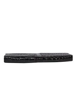 Cole Haan - Brown Patent Leather Crocodile Embossed Clutch