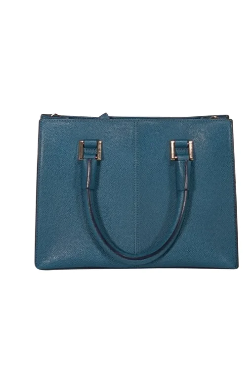Cole Haan - Turquoise Blue Saffiano Leather Satchel Bag