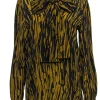 COS - Black & Brown Abstract Striped Silk Blouse Sz 4