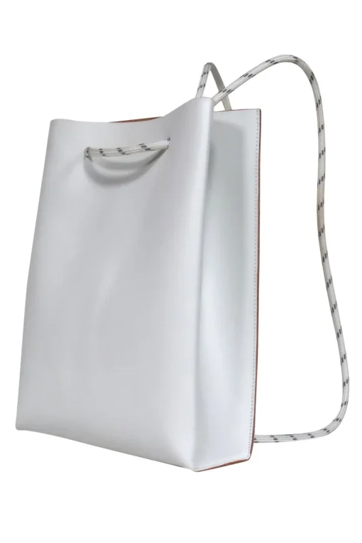 COS - White Leather Rope Drawstring Backpack