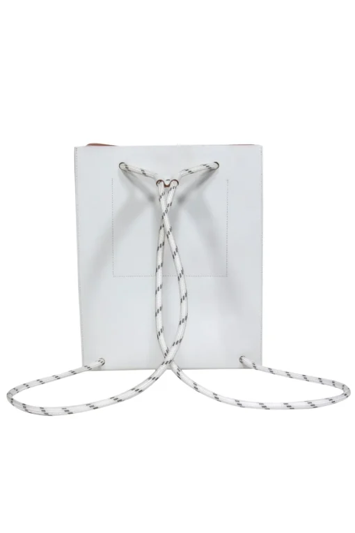 COS - White Leather Rope Drawstring Backpack