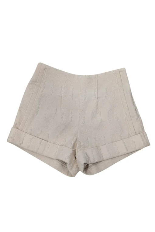 Cult Gaia - Cream Eyelash Jacquard Textured Shorts Sz 0
