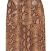 Current Air - Brown Snakeskin Print Faux Leather Midi Skirt Sz 6