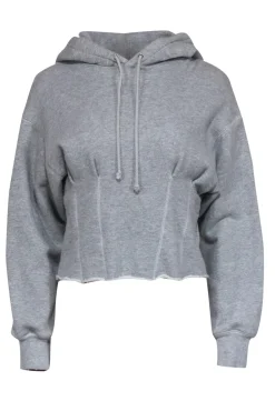 Current/Elliott - Light Grey Cropped Hoodie w/ Seam Detailing Sz 0