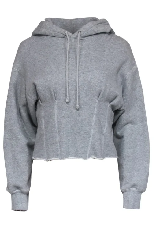 Current/Elliott - Light Grey Cropped Hoodie w/ Seam Detailing Sz 0