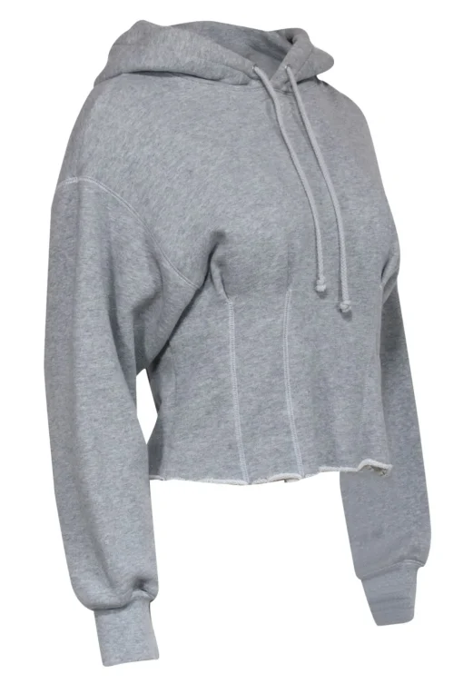 Current/Elliott - Light Grey Cropped Hoodie w/ Seam Detailing Sz 0