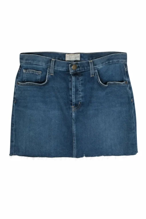 Current/Elliott - Medium Wash Raw Hem Denim Miniskirt Sz 31