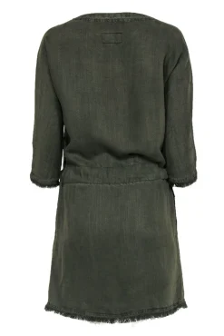 Current/Elliott - Olive Twill Linen Blend Tie Waist Dress w/ Fringe Sz 0