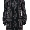 Custo Barcelona - Black Sparkly Geometric Print Turtleneck Sweater Dress Sz M