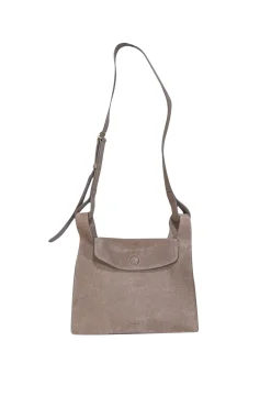 Cuyana - Taupe Suede "Double Loop" Crossbody Bag