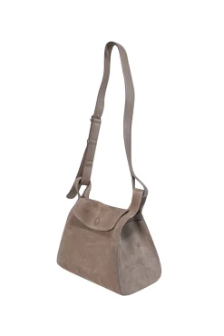Cuyana - Taupe Suede "Double Loop" Crossbody Bag