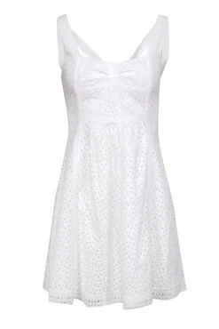 Cynthia Cynthia Steffe - White Eyelet Fit & Flare Dress w/ Lace Trim Sz 4