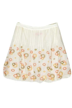 Cynthia Cynthia Steffe - White Bubble Skirt w/ Multicolored Embroidery Sz 6