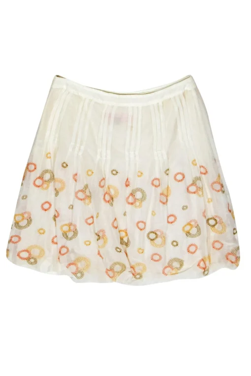 Cynthia Cynthia Steffe - White Bubble Skirt w/ Multicolored Embroidery Sz 6