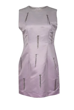 Cynthia Rowley - Pink & White Ombre Dangle Rhinestone Trim Dress Sz 8
