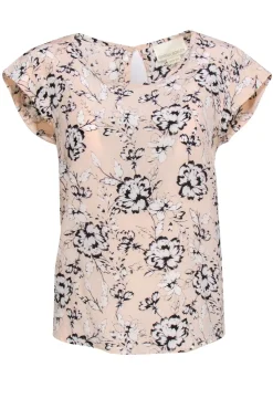 Cynthia Rowley - Pink, White & Black Floral Print Silk Blouse Sz XS