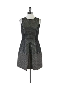Cynthia Steffe - Black & Grey Metallic Fit & Flare Dress Sz 2