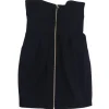 Cynthia Steffe - Black Cotton Gold Zipper Strapless Dress Sz 8