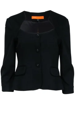 Cynthia Steffe - Black Scoop Neckline Button Blazer Sz 8