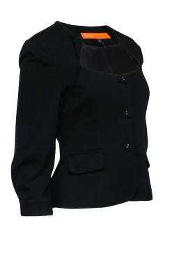 Cynthia Steffe - Black Scoop Neckline Button Blazer Sz 8