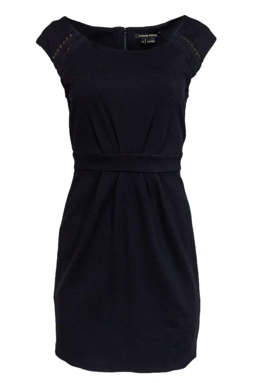 Cynthia Steffe - Black Sheath Dress w/ Chain & Mesh Details Sz 6