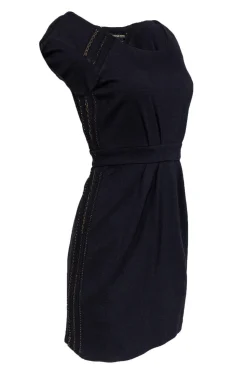 Cynthia Steffe - Black Sheath Dress w/ Chain & Mesh Details Sz 6