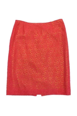 Cynthia Steffe - Coral & Green Floral Crochet Skirt Sz 4