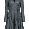 Dafna May - Green Faux Leather Long Sleeve Zipper Dress Sz XL