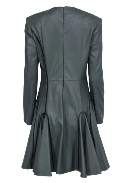 Dafna May - Green Faux Leather Long Sleeve Zipper Dress Sz XL
