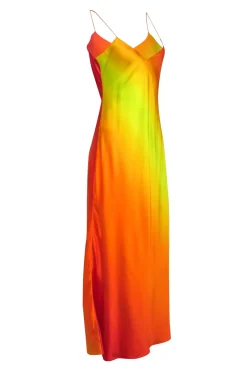 Dannijo - Orange & Yellow Ombre Silk Sleeveless Maxi Dress Sz M