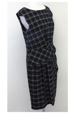 David Meister - Black & White Plaid Cap Sleeve Dress Sz 10