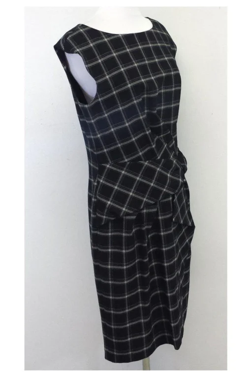 David Meister - Black & White Plaid Cap Sleeve Dress Sz 10