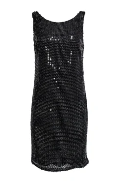 David Meister - Black Scoop-Back Sequin Tank Dress Sz 10