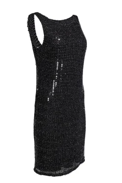 David Meister - Black Scoop-Back Sequin Tank Dress Sz 10