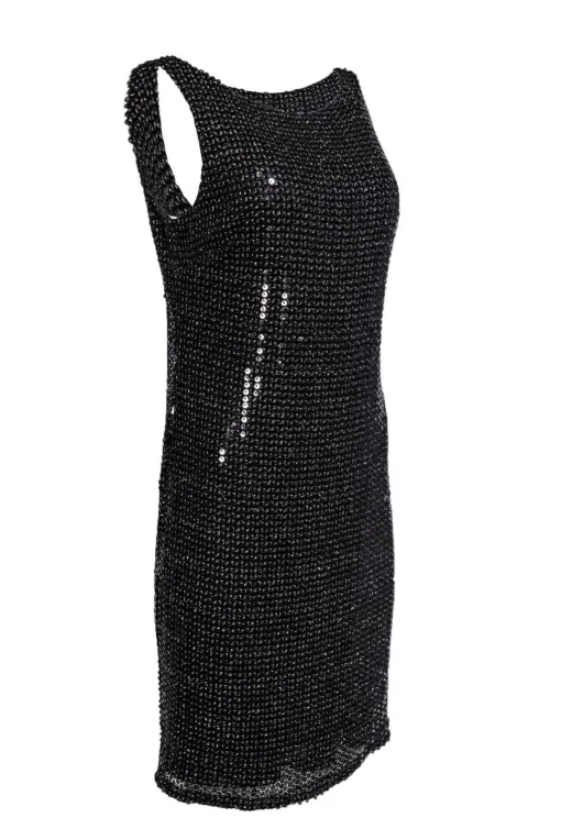 David Meister - Black Scoop-Back Sequin Tank Dress Sz 10