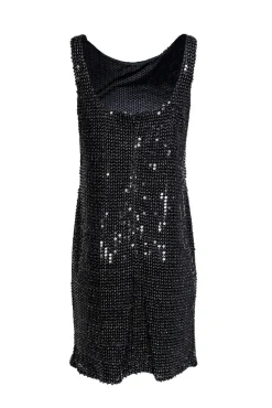 David Meister - Black Scoop-Back Sequin Tank Dress Sz 10