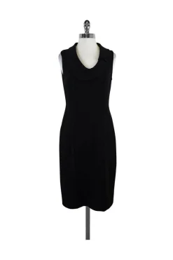 David Meister - Black Sleeveless Layered Neckline Dress Sz 4