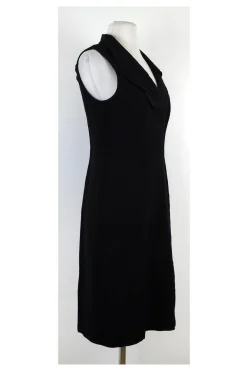 David Meister - Black Sleeveless Layered Neckline Dress Sz 4
