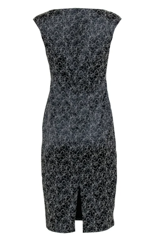 David Meister - Black Sleeveless Dress w/ White Floral Embroidery Sz 4