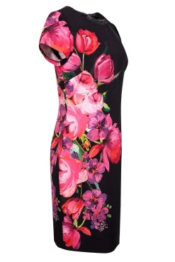 David Meister - Black w/ Pink Floral Print Sheath Dress Sz 12