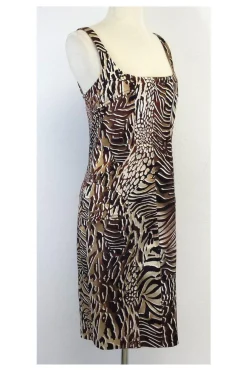 David Meister - Brown & Tan Animal Print Sleeveless Dress Sz 6