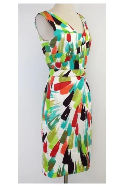 David Meister - Multicolor Print Cotton Sleeveless Dress Sz 4
