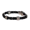 David Yurman - Black Braided Leather Bracelet w/ Sterling Silver Details
