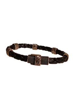 David Yurman - Black Braided Leather Bracelet w/ Sterling Silver Details