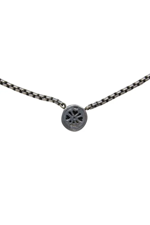 David Yurman - Sterling Silver Chain Link Necklace w/ Twisted Blue Gem Pendant