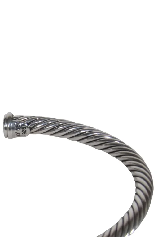 David Yurman - Sterling Silver Twisted Bangle w/ Deep Red Gem